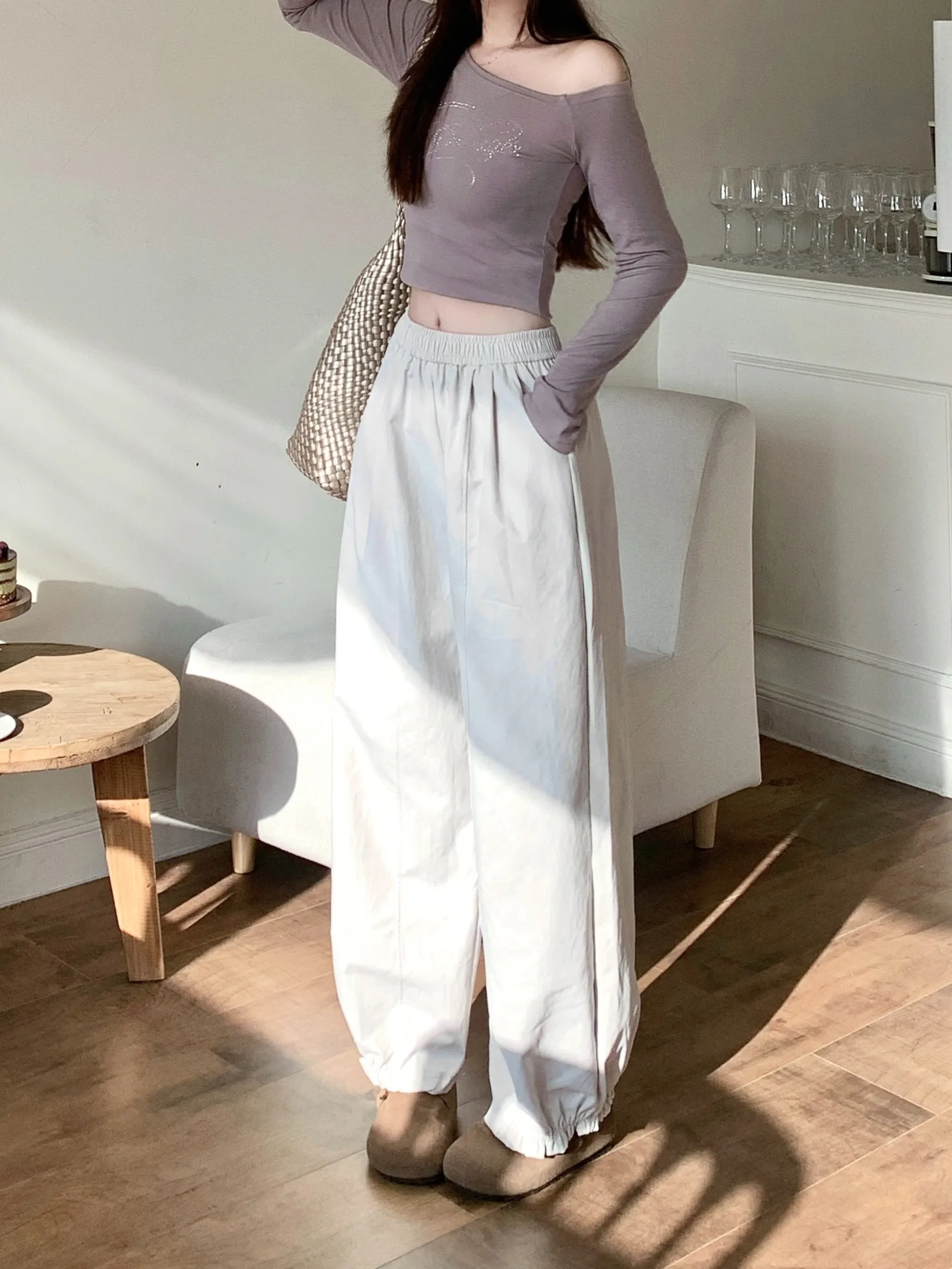 

Женские брюки-фонарики с высокой талией и широкими штанинами, весна-осень, новые, свободные, стройнящие, универсальные, прямые, фасона «баллон»