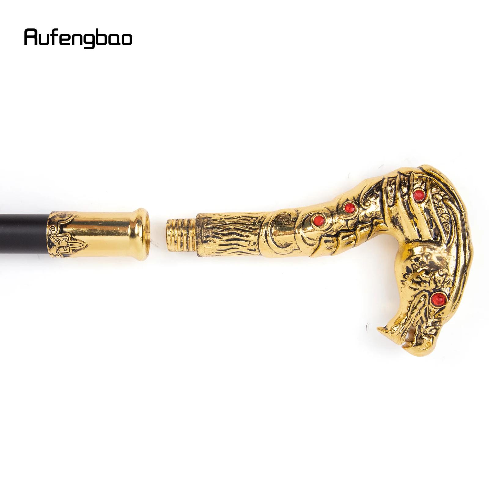 Golden Dragon Head Walking Cane, Bastão Decorativo para Cavalheiros, Botão de Crochet de Cosplay Elegante, Moda de Luxo, 93cm