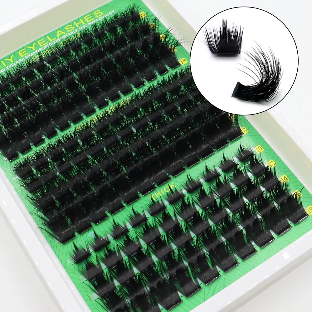 Ciglia finte segmentate fai-da-te a 15 file, aspetto naturale, lunghezza formixata adatta, nero denso, 160D/200D/300D, strumento per il trucco degli occhi 10-18mm