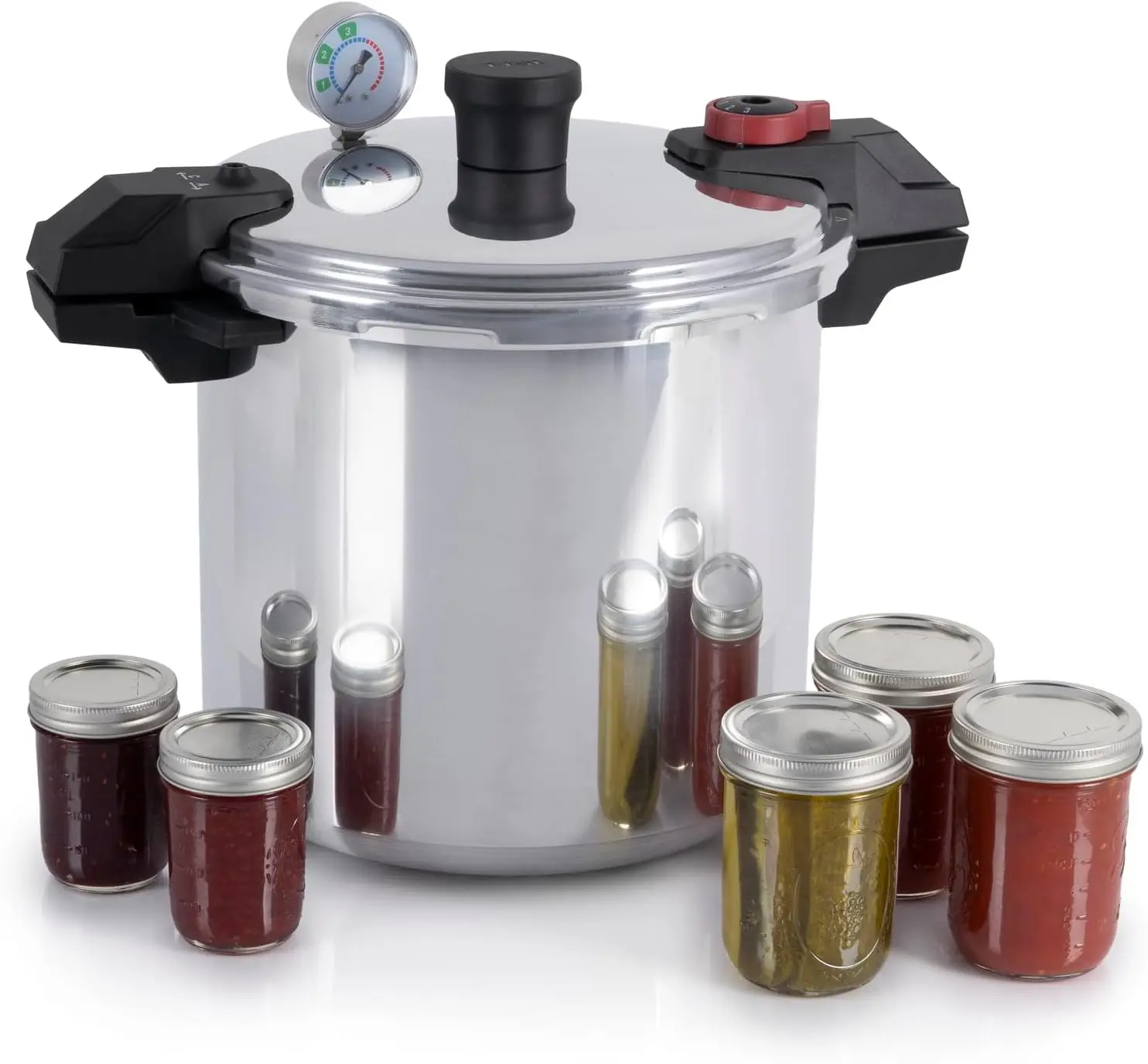 

22 Quart Aluminum Pressure Cooker with 3 PSI Settings, Large Capacity for Canning Vegetables, Meats, Poultry