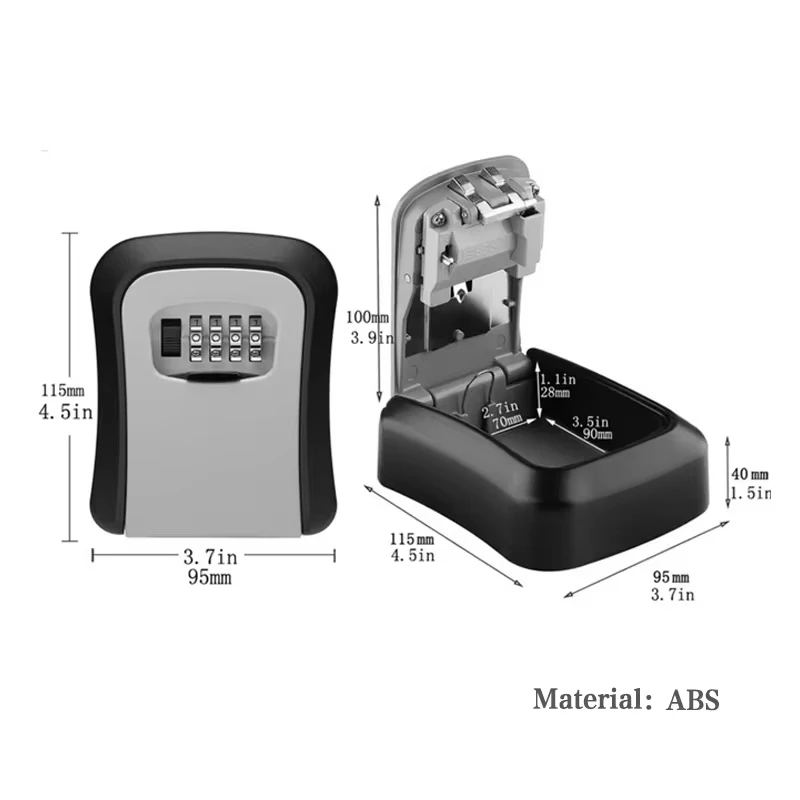 Metal Key Keeper Combinação Lock, Wall Mounted, impermeável, 4 dígitos senha caixa de armazenamento, fácil de corrigir, casa ou escritório cofre