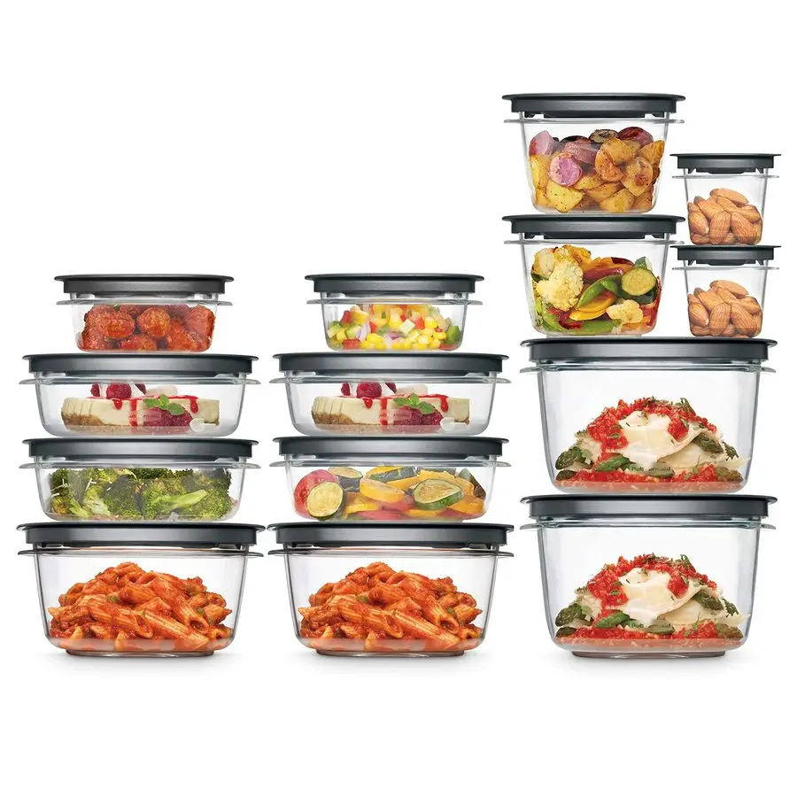 

28Piece Clear Grey Food Storage Containers, Premium Snap Bases, and Various Size Lids, Perfect for Meal Prep, Leftovers, and Dis
