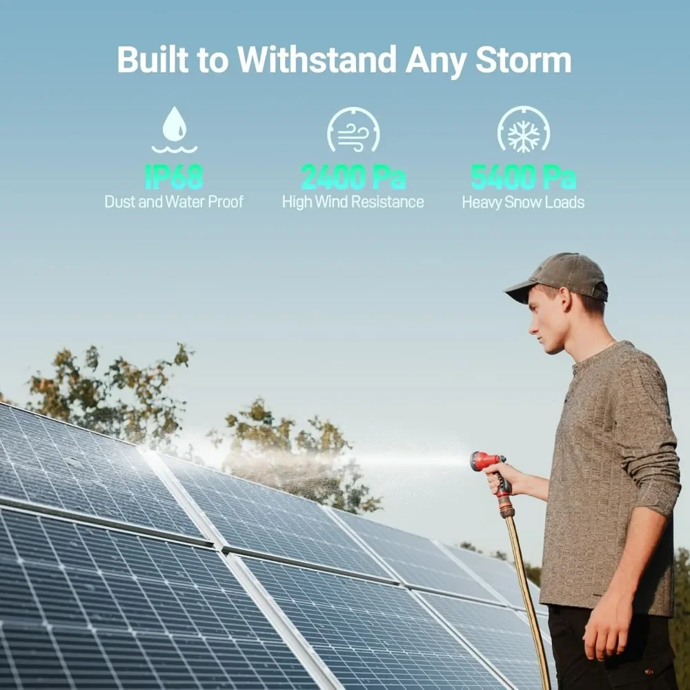 لوحة شمسية ثنائية الوجه 400 وات 12 فولت، لوحة شمسية أحادية البلورية 9BB مع وحدة إمداد طاقة ضوئية عالية الكفاءة بنسبة 25%