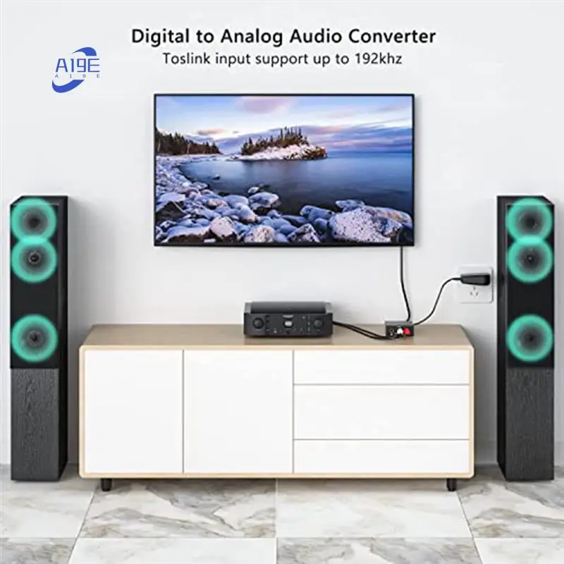 

A19E-DAC 192 кГц цифро-аналоговый аудиоконвертер, оптический адаптер Toslink на 3,5 мм для системы домашнего кинотеатра PS 4 HD DVD
