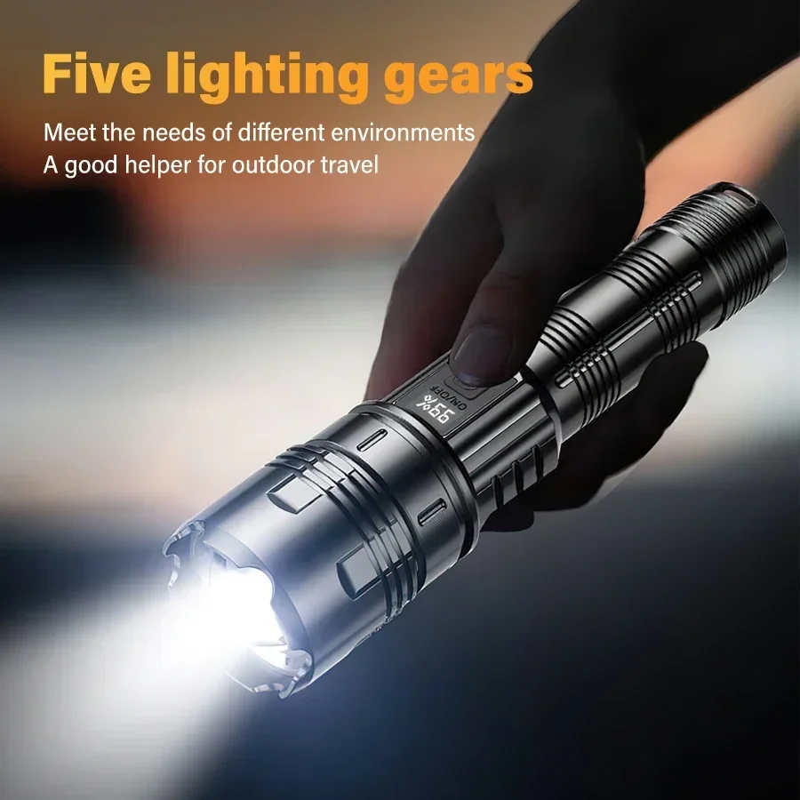 Powerful Rechargeable White Laser Flashlight Built-in Battery High Power LED Tactical Torch Outdoor Long Range Camping Lantern