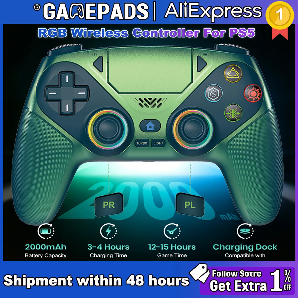 

Wireless Gamepad RGB For ps5 controle Playstation 5 Ps5 Controller Dual Sense Vibrate Marco/Turbo Programming Game Joystick