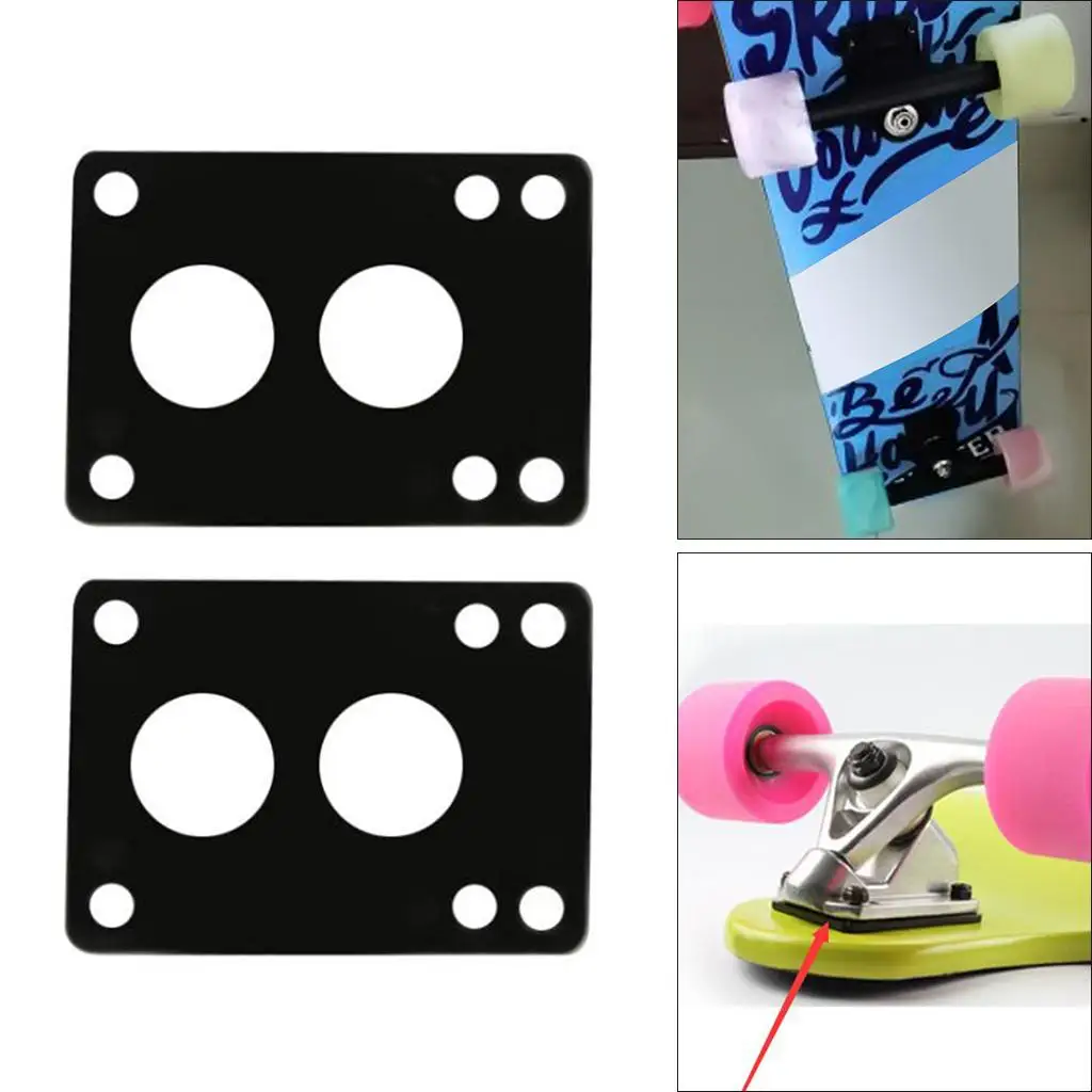 2X bantalan Riser Skateboard sepasang bantalan kejut Longboard hitam 6mm A