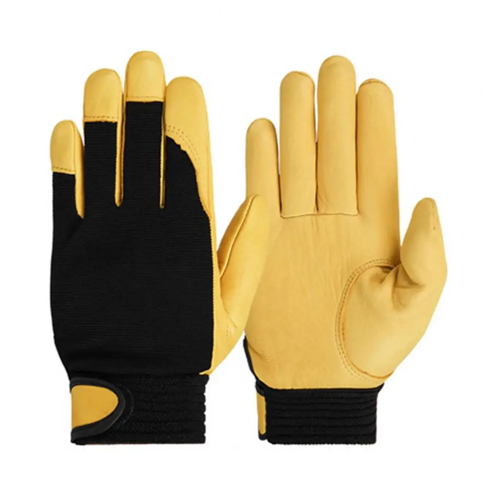 Gloves Polyester Fiber Gloves Durable Safety Work Gloves for Builders Mechanics Gardeners Adjustable Wrist Thick Wear-resistant