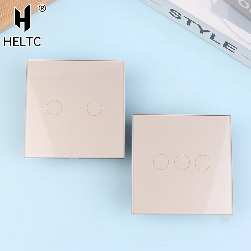 

Сенсорный выключатель 1/2/3Gang, 1Way Type-c, USB-розетки, выключатель света с розетками, стеклянная панель, золото