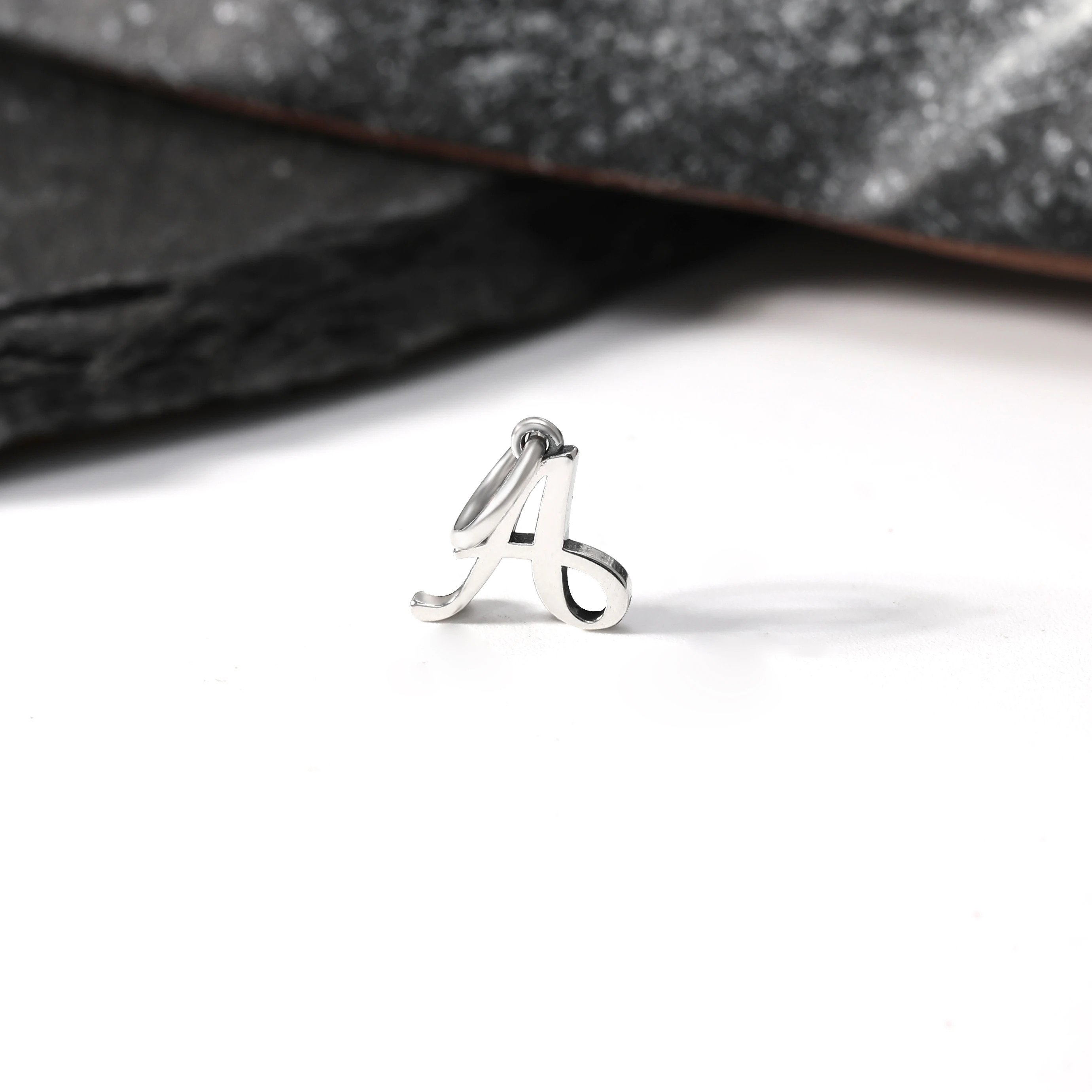 

DJ275 Authentic 925 Sterling Silver Fashion Letter Large Script Initial Charm Pendant Silver Jewelry