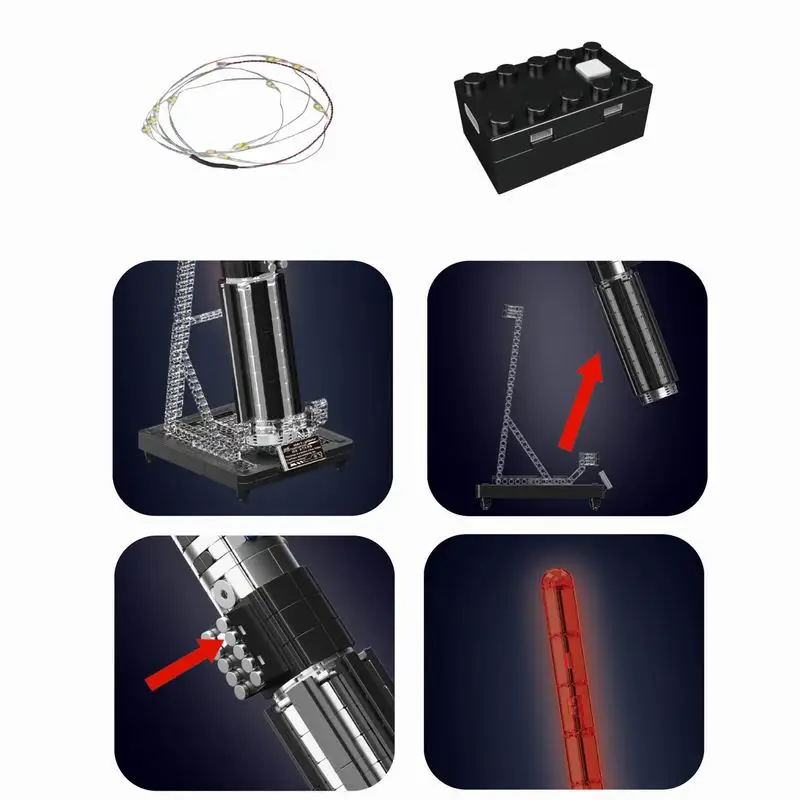قالب KING 10237 Red Lightsaber 1627 قطعة نموذج مكعبات البناء لهواة جمع الأطفال هدية الكريسماس