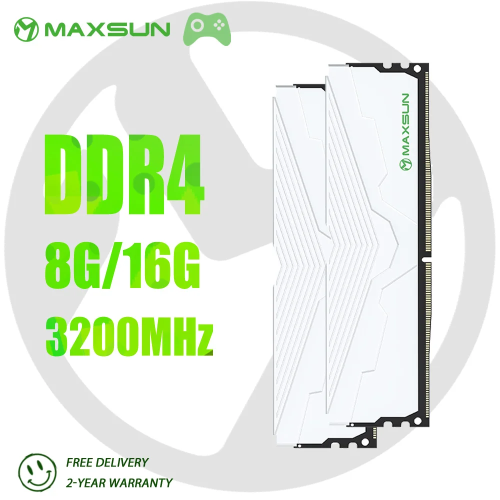 

MAXSUN White Falcon RAM DDR4 8GB 16GB Memory 3200MHz E-sports games Rams Dimm DDR4 Lighting New Desktop Memory with Heat Sink