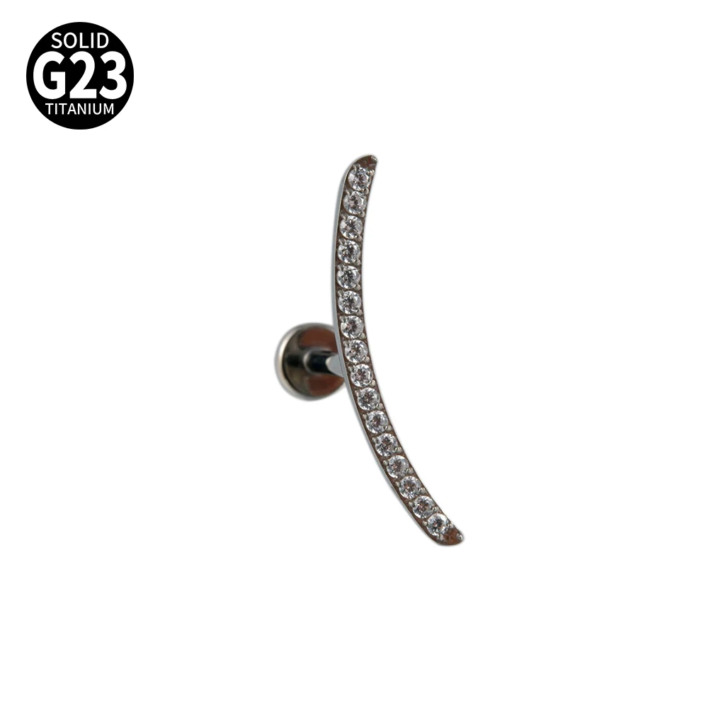 G23 Solid Titanium CZ Flower Moon Cartilage Earring