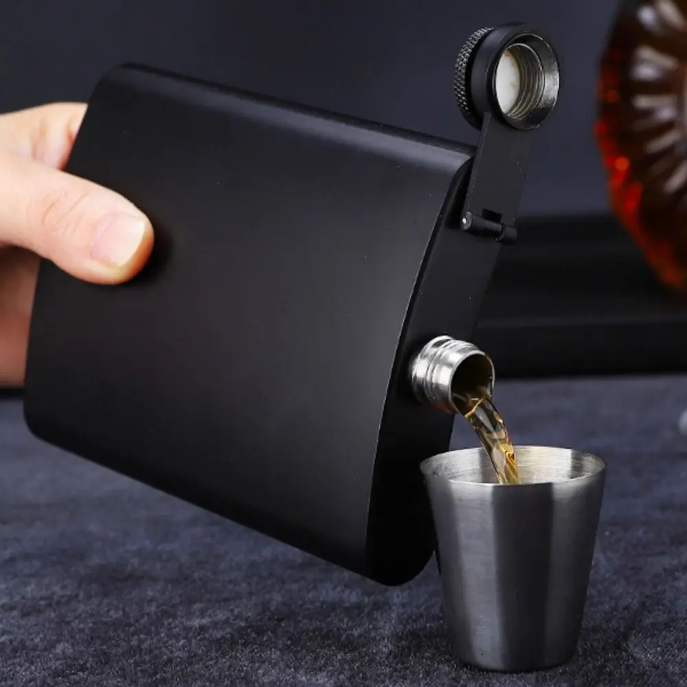 Drinkware 6/8/12 Oz jarra de bolsillo negra frasco de cadera plano de acero inoxidable Mini frasco de licor no roto Camping