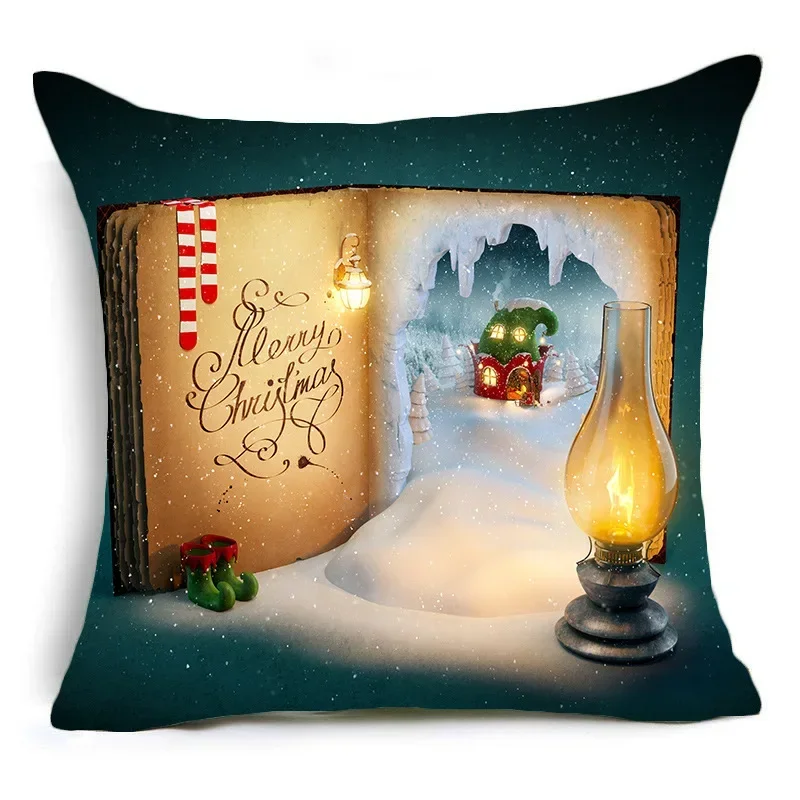 Christmas Snow Cottage Series Pillow Covers Holiday Home Decoration  Gift Cushion