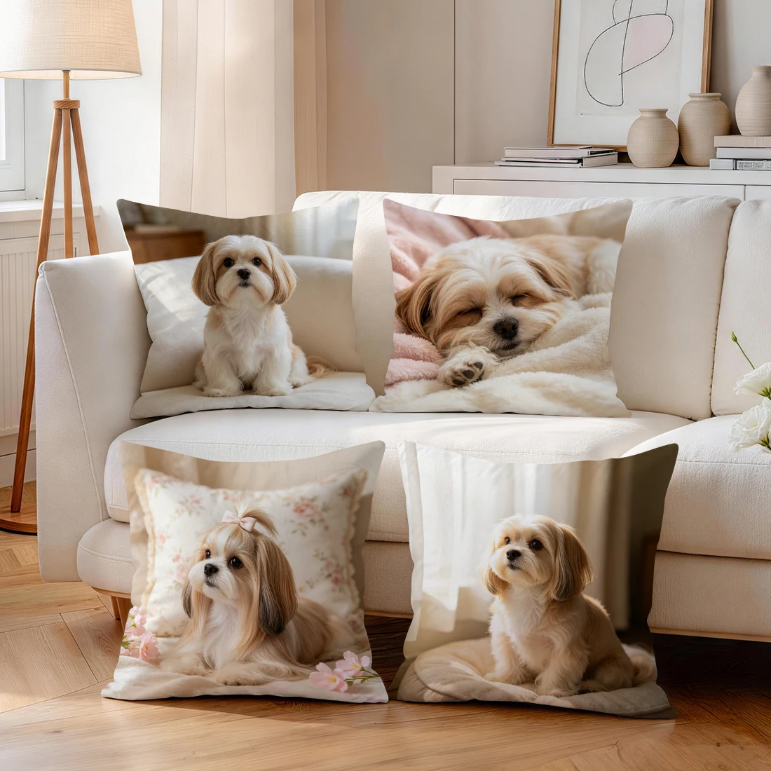 Home Plush Xishi Dog Pillowcase Printed Polyester 40/45/50cm Throw Pillowcover Decorative Sofa Cushion Pillowslip Home Decor