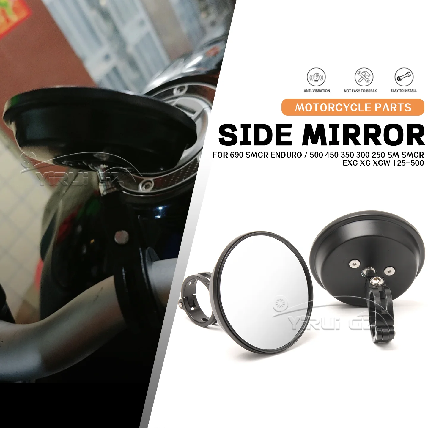 ل 690 SMCR إندورو/500 450 350 300 250 SM SMCR EXC XC XCW 125-500 دراجة نارية النقطة العمياء مساعد الرجعية مرايا الرؤية الخلفية #1