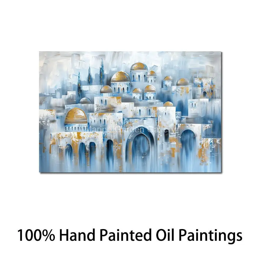 

Jewish Landscape Canvas Art Holly Jerusalem Handmade Oil Painting Judaica Artwork Modern Bathroom Home Decor Religious Gift