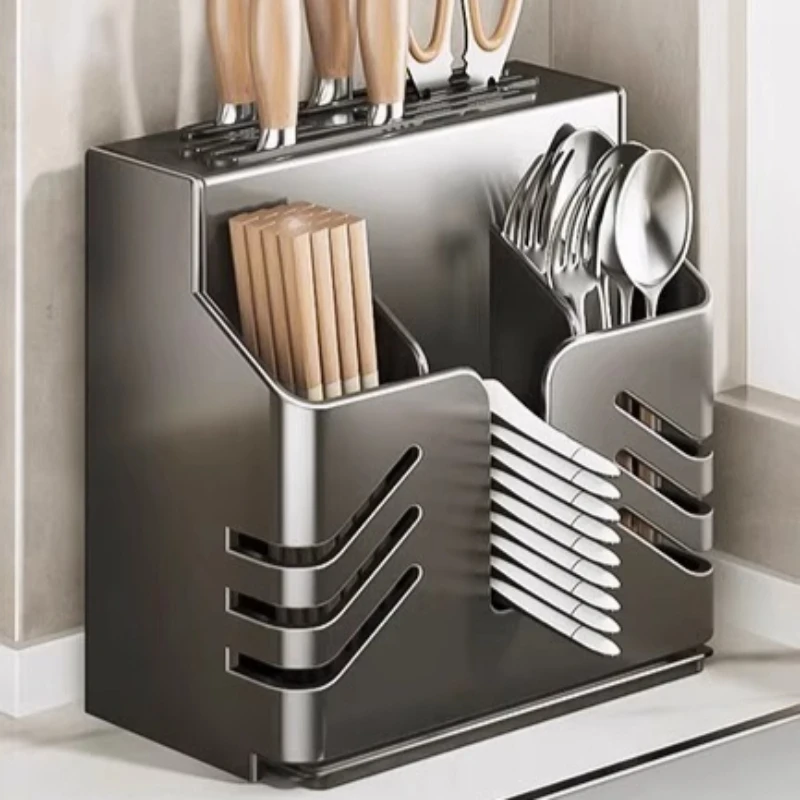 

Punching-free Knife Holder Integrated Storage Rack Utensil Knife Holder Light Luxury Kitchen Supplies Support De Couteaux XY40DJ