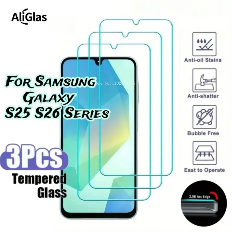 3Pcs 9D Tempered Glass Film for Samsung Galaxy S26 S25 Ultra S25 S26 Edge S26 S25 Plus Screen Protector for Galaxy S26Pro S25FE