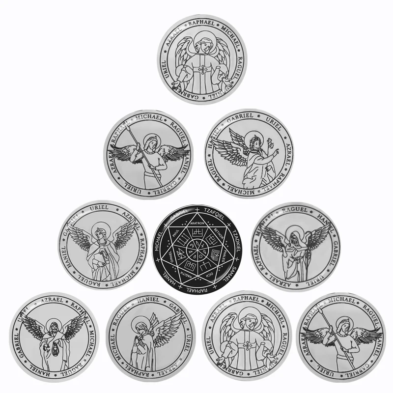 Fashion Seven Archangels 10pcs 12mm/16mm/18mm/20mm/25mm/30mm Round Photo Glass Cabochon Demo Flat Back Making Finding