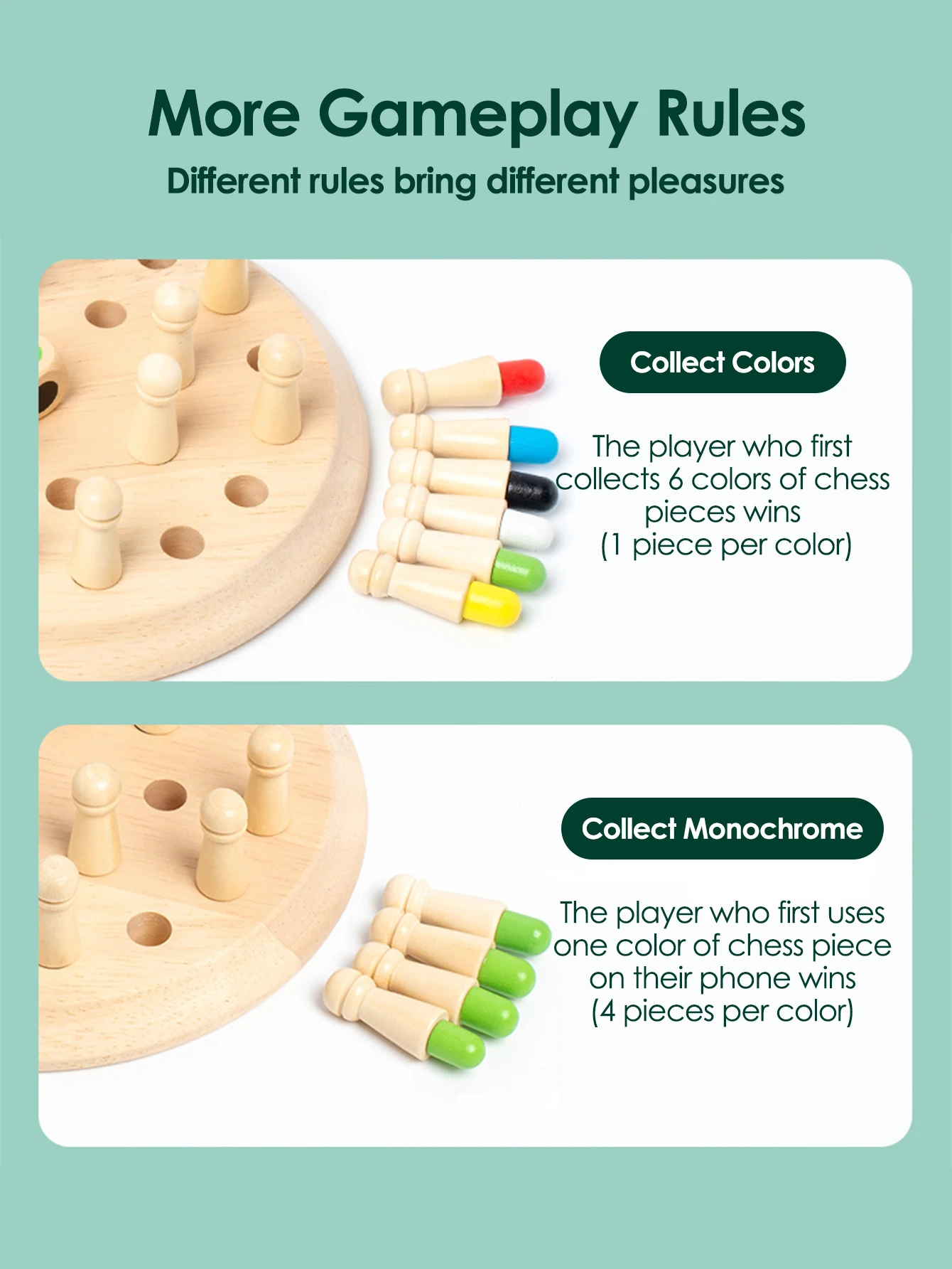 1Set Houten Schaakbord Kleur Geheugen Schaakspel Geheugen Concentratie Training Houten KINDEREN Vroege Onderwijs Educatief Speelgoed