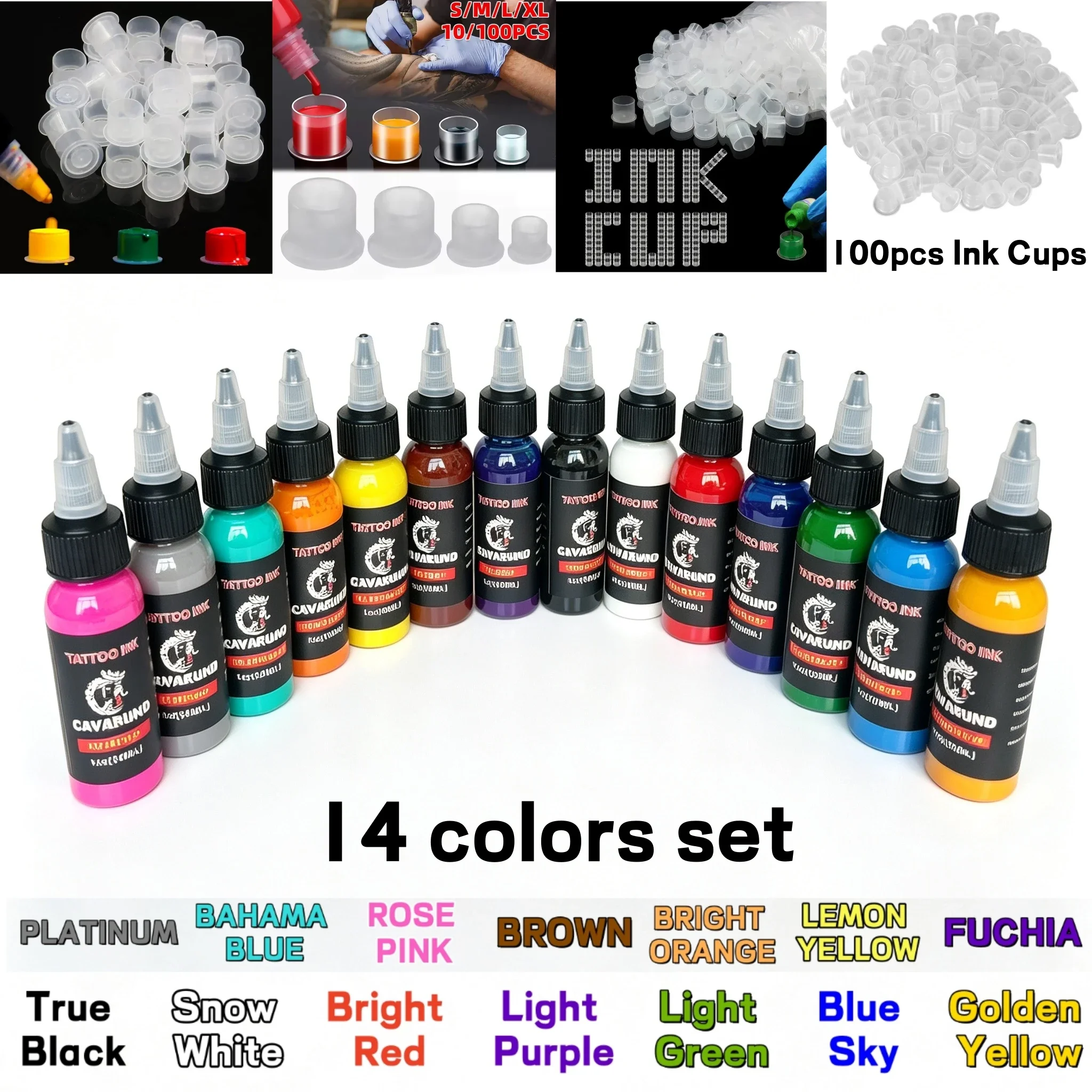 One 30ML Tattoo Ink Pigment Set Black White with Ink Caps For Body Art Tattoo Kits Semi-Permanent Beauty Makeup Paints Supply view 6