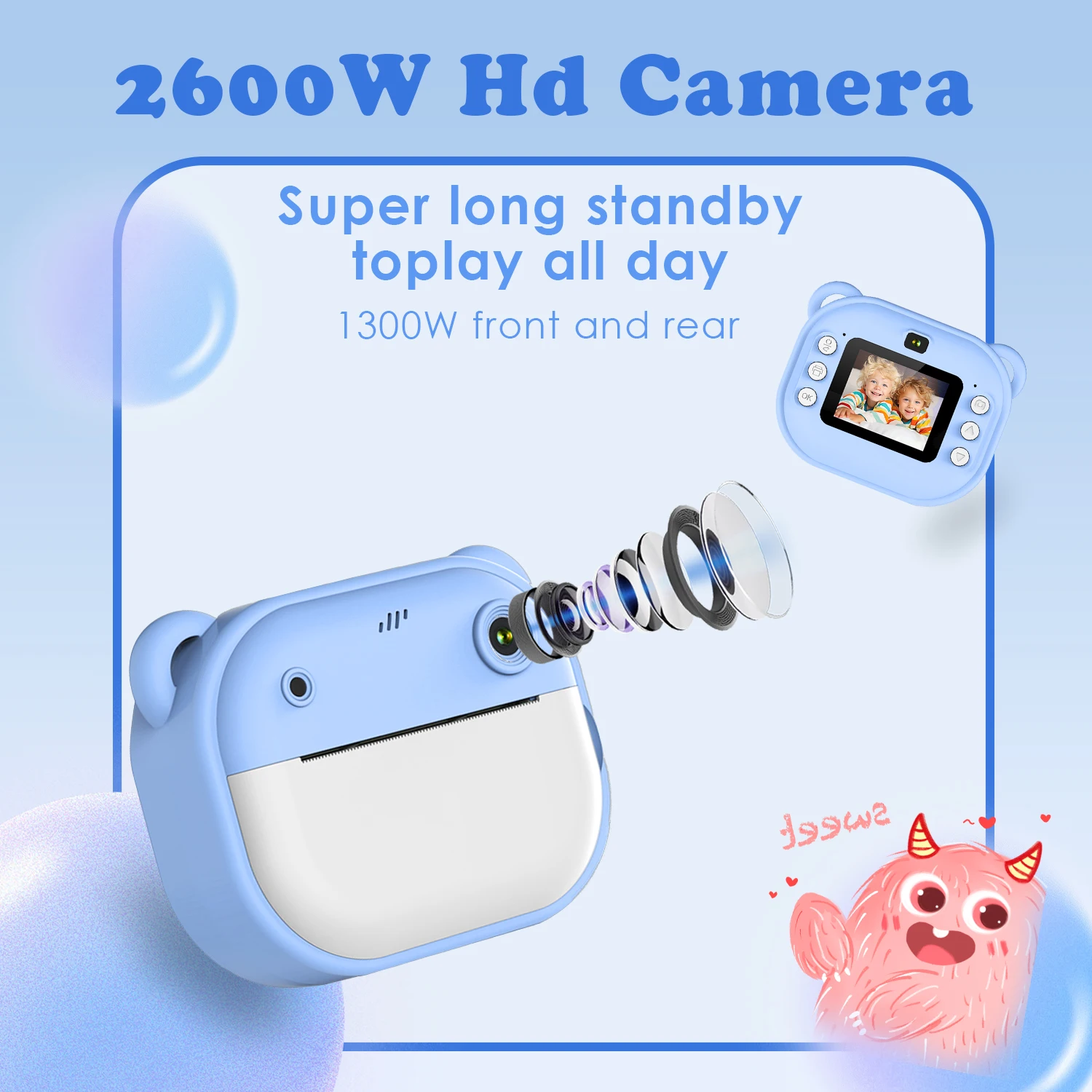 Kids Camera Toys for Girls Boy Age 3-12, Kids Digital Camera Toddler Camera for 3 4 5 6 7 8 Years Old Birthday Gifts, 1080 Video