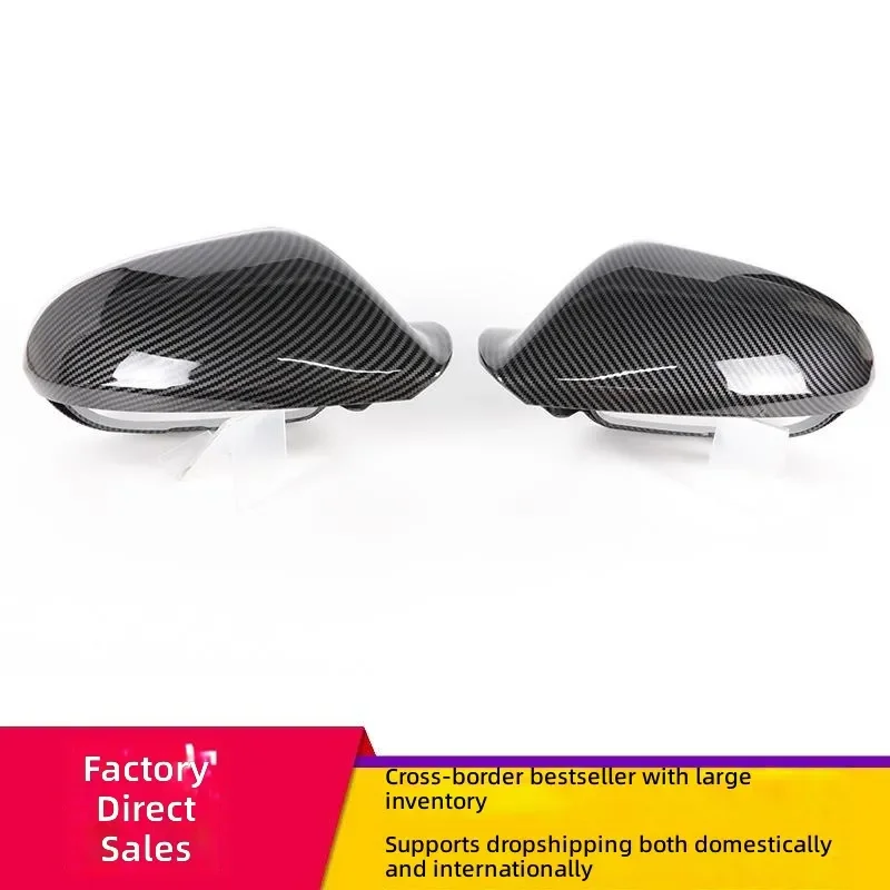 for Audi A6 S6 RS6 C7 C7.5 4G Carbon Fiber Pattern Glossy Black Water Transfer Rearview Mirror Cover Case Replacement
