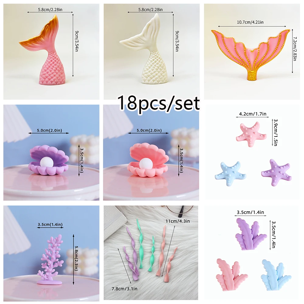 Tortenaufsatz mit Ozeanmotiv, blau, rosa, lila, Meerjungfrauenschwanz, weicher Silikonaufsatz für Kinder, 1. Geburtstag, Baby-Taufe, Party-Kuchendekorationen – Detail 6