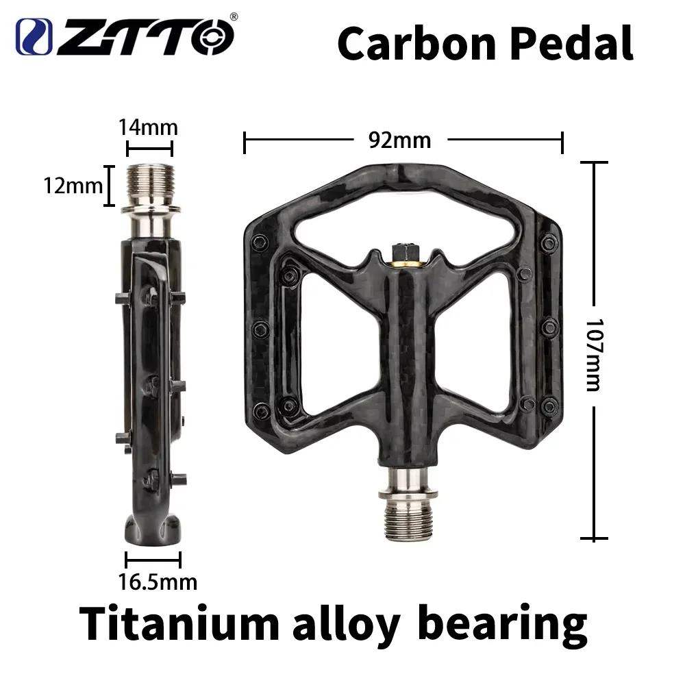 

ZTTO UltraLight Full Carbon Fiber Pedals Road Bike Pedal Titanium Bearing Axle Durable Bicycle Pedal Anti-slip MTB Pedals
