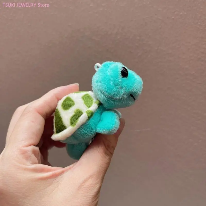 62KE Plush Cartoon Brooch Pin 3D Tortoise Hair Rope Hairstyling Band Kids Hair Decors