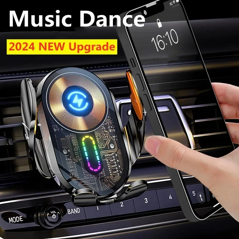 Car Wireless Charger Air Vent Car Phone Holder Mount 15W Fast Wireless Charging Station For iPhone 15 14 13 12 11 Samsung Xiaomi