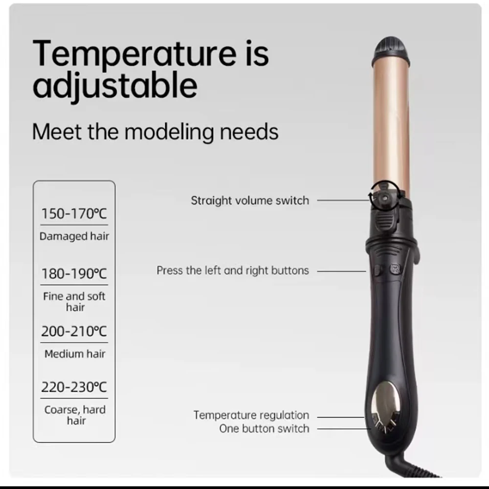 Automatic Rotation Hair Curler Straight Coil Two-In-One Straight Hair boardstick Electric Lazy Curling Perm LCD Digital Display