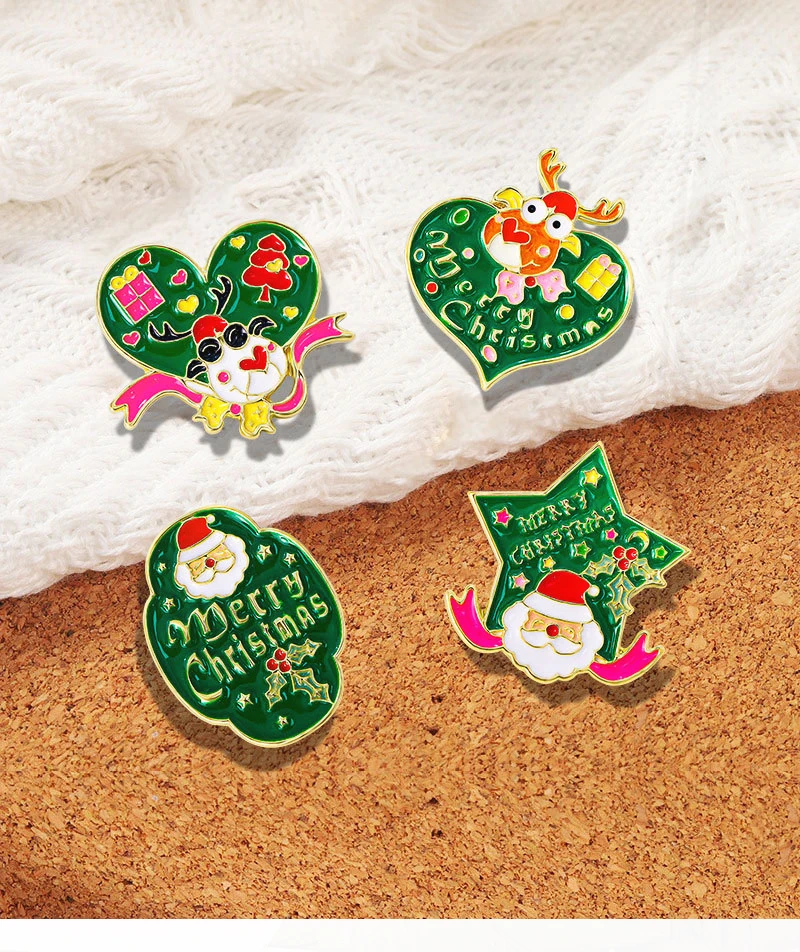 and women, cute elk elderly badges, cartoon Pins decorations for Christmas Cartoon Christmas Pin for men