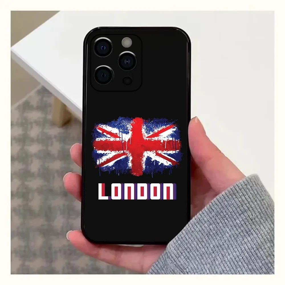 Etui na telefon Union Jack British England UK Flag do Apple iPhone 15,14,13,12,11,Pro,X,XS,Max,XR,Plus,Mini Soft Black Cover