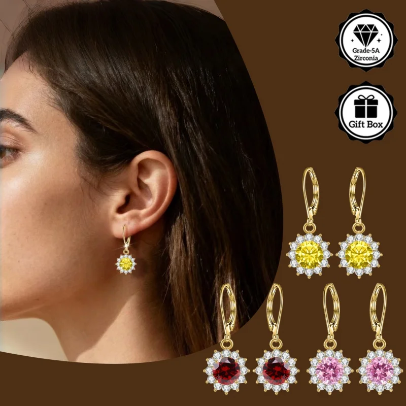 

LAMVOICE jewelry for women/earrings with 2 carat zirconia christmas gift for high quality jewelry Hypoallergenic hook earring