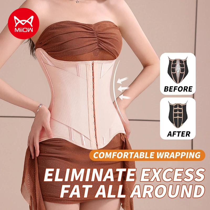 MiiOW U-shaped Waist Trainer Corset Women Buttoned Shapers Breast Lifted Waist Trainer Steel Bone Slimming Women's Shapewear