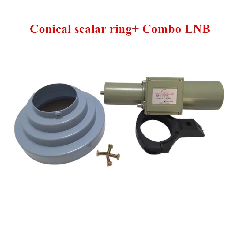 Universal Ku Band & 5150MHz C Band LNBF combo C/Ku band LNB Intergrated With Conical Scalar Ring & Lnb Holder Bracket