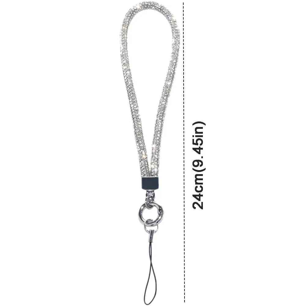 Flashy Keychain Rhinestone Phone Lanyard Bright Bling Bling Diamond Crystal Anti-lost Rope Hanging Cord Phone Accessories