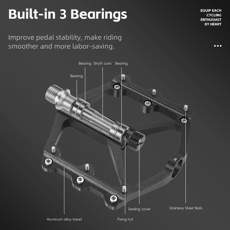 WEST BIKING Bicycle Pedal 3 Bearing Aluminum Alloy MTB Road Cycling Pedals Aluminum Alloy Flat Pedals Bicycle Accessories