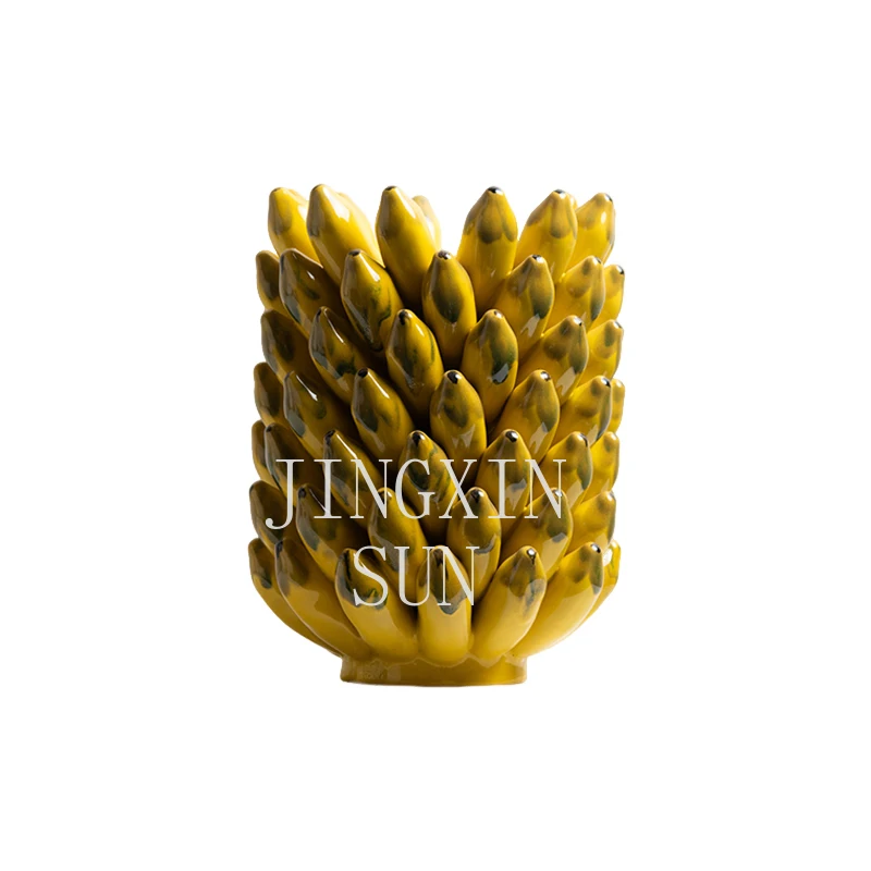 Modern Creative Banana Vase Home Model Room Villa Ceramic Flower Ware Fruit Plate High-End Art Decoration Ornament