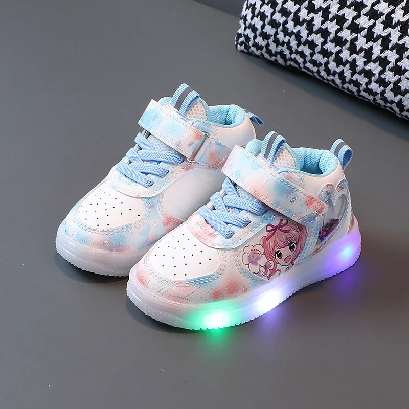 Girls Glowing Casual Shoes Spring Fashion Breathable Kids Luminous Shoes Girls LED Sneakers Children Light Running Shoes