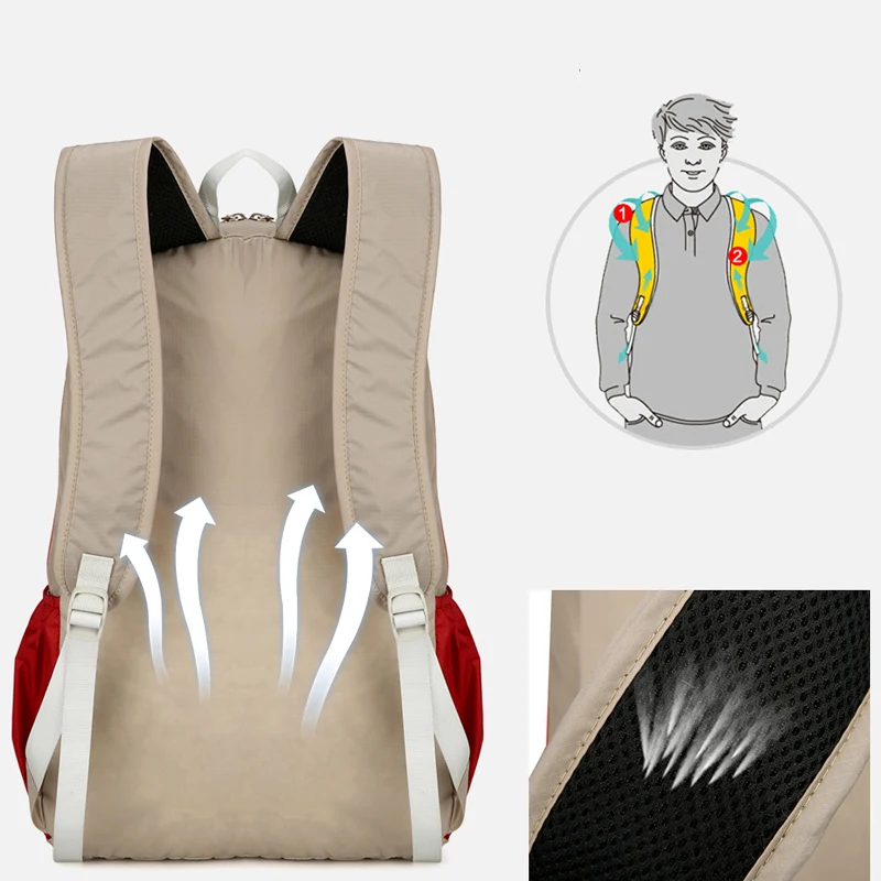 حقيبة ظهر خفيفة الوزن للاستخدام الخارجي، حقيبة للمشي لمسافات طويلة قابلة للطي، حقيبة ظهر لركوب الدراجات والجري، حقيبة ظهر للسفر للرجال والنساء #3