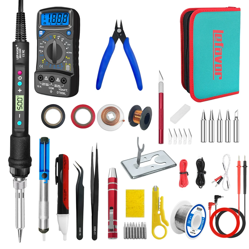 LF 80W Digital display soldering iron welding set C/F switching calibration temperature 100-500C home repair DIY soldering set