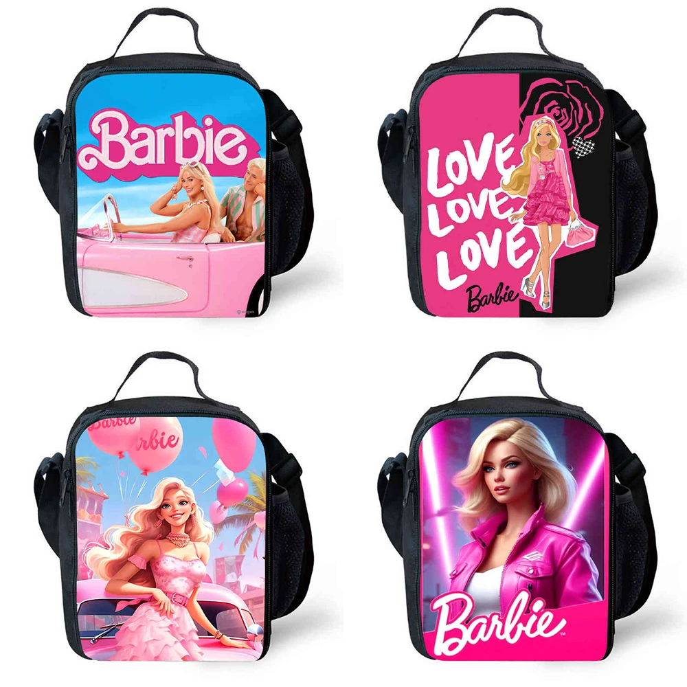 Barbie Girl Lunch bags for Child,Cartoon School Picnic Bags for Girls Boys,Large Kids Cooler Bags for 4-10 years