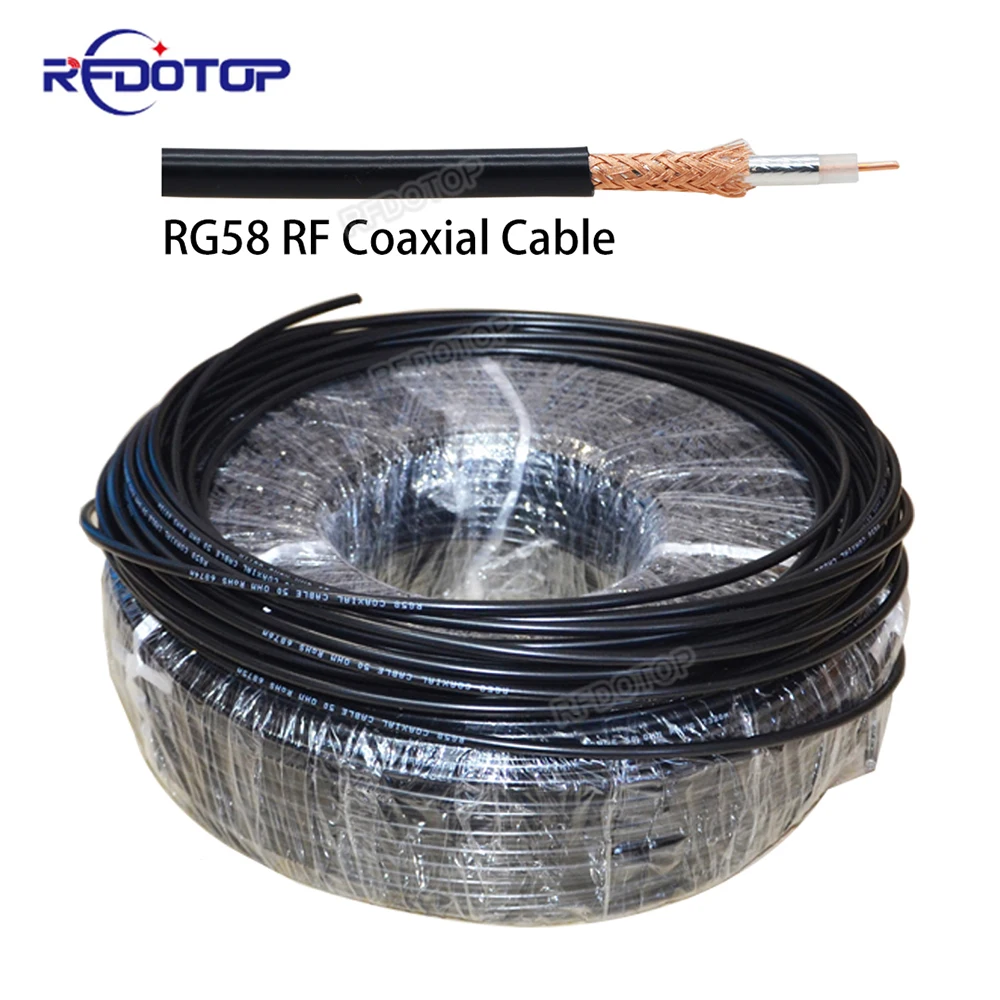 

New RG58 Extension Cable Flexible Low Loss Coaxial 4G Antenna Black Cable Impedance 50 Ohm RG-58 RF Coax Pigtail Cable