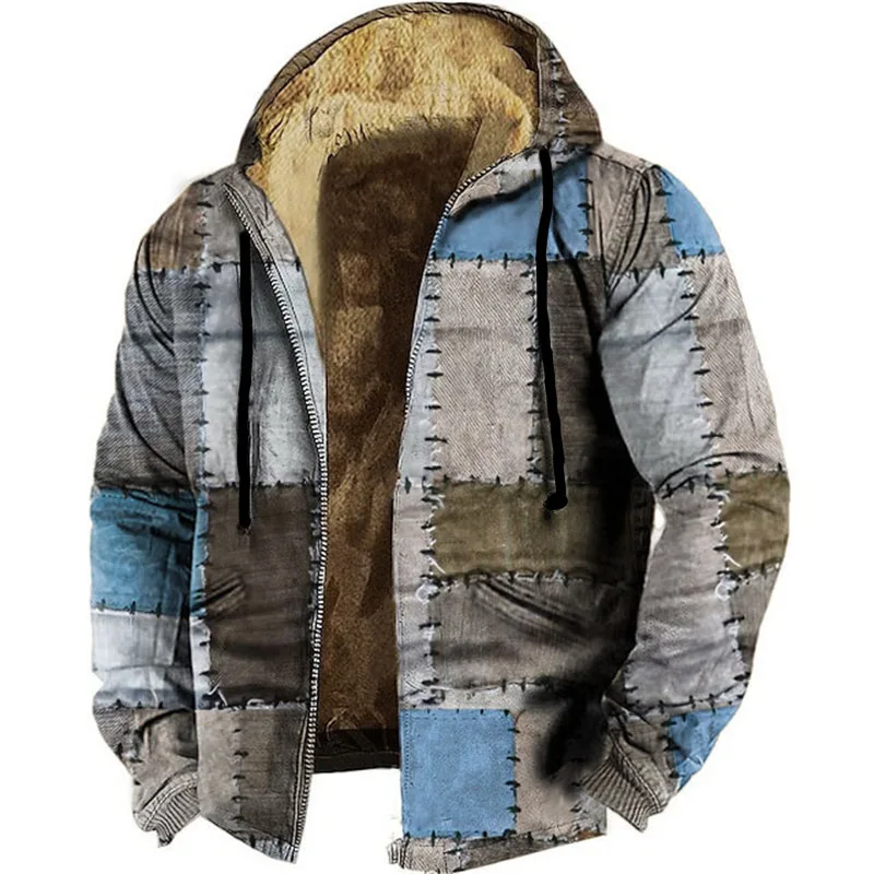Multi-color 3D Print Jacket Men Zipper Sweatshirt Fleece Trends Hooded Coats Autumn Winter Coats Casual Loose Tops Men Clothing