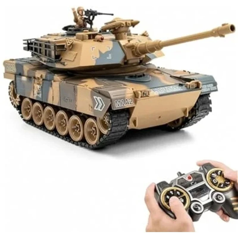 

1/18 Abrams Model Remote Control Tank with Smoke + Sound + Shooting All Terrain Remote Control Tracked Remote Control