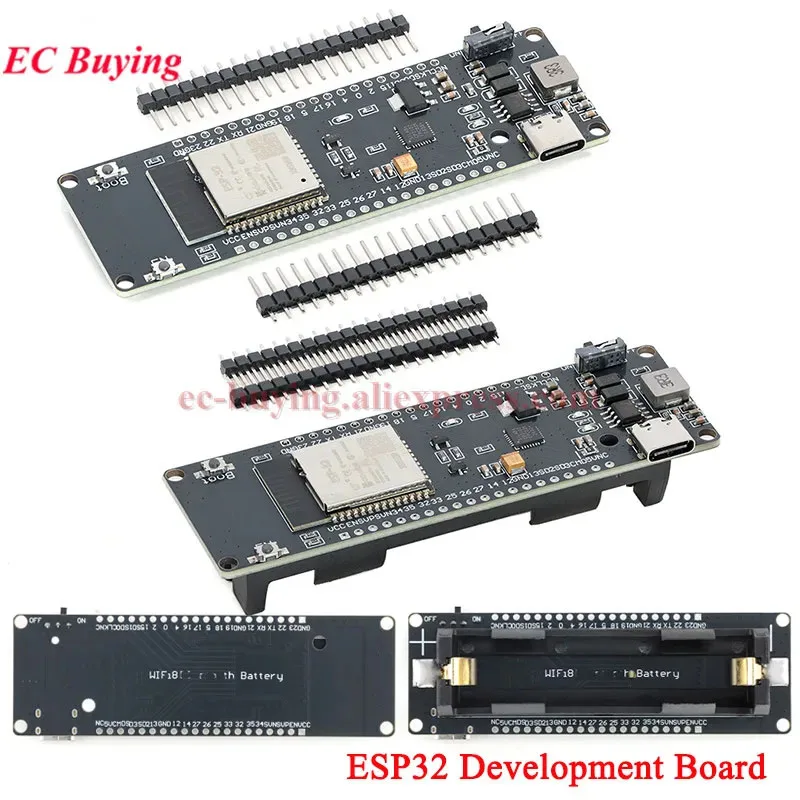 ESP32 Module Development Board with WiFi Ble Bluetooth-Compatible 18650 Battery Holder Learning Evaluation Industrial Control